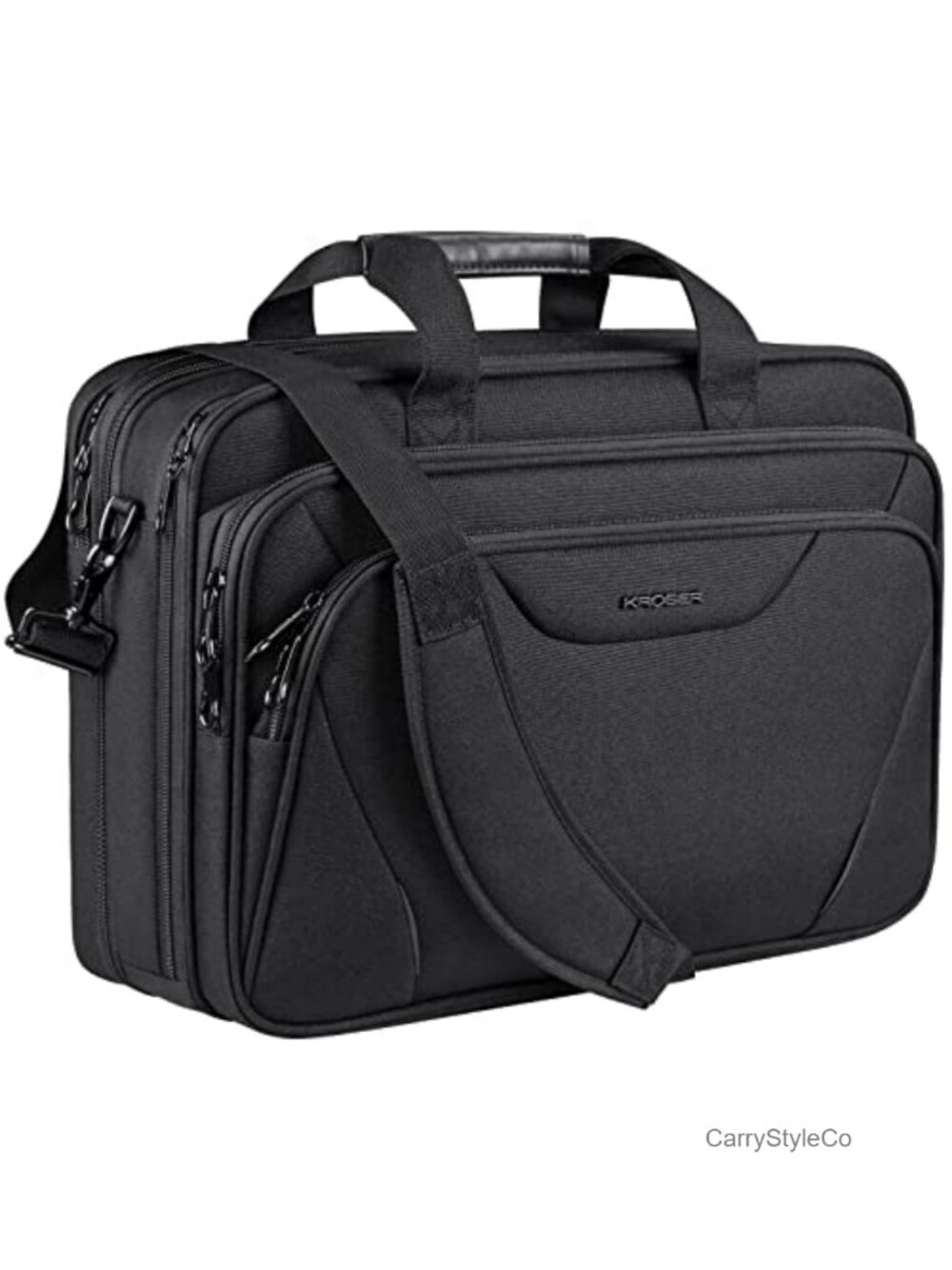 17.3" Expandable Laptop Briefcase Canvas Poly Water-Repellent Computer Bag
